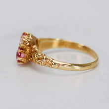 Load image into Gallery viewer, Vintage pink tourmaline and diamond ring in yellow gold
