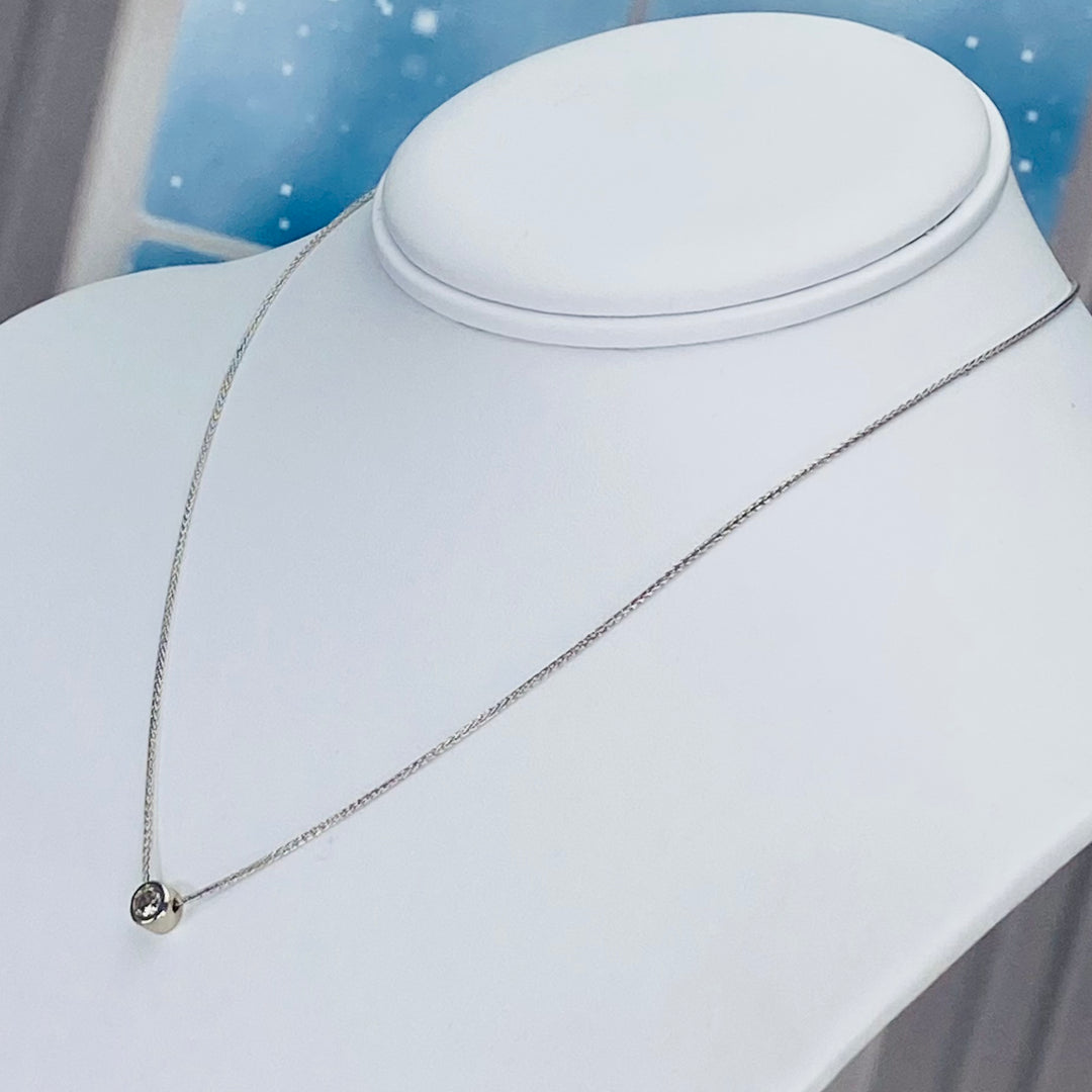 Diamond solitaire slider necklace in 14k white gold