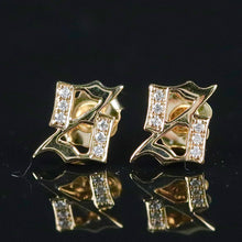Load image into Gallery viewer, Gothic Letter S diamond studs in 14k yellow gold