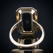 Load image into Gallery viewer, MEGA SALE!  Vintage onyx and diamond ring in yellow gold