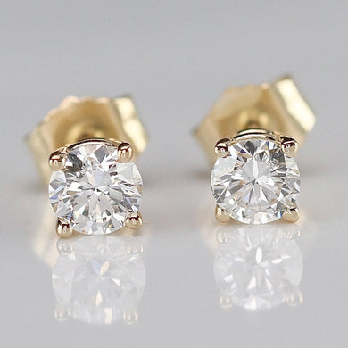 SPECIAL PRICING!  Dainty Lab grown .47ctw F-G/SI Diamond studs in 14k yellow gold