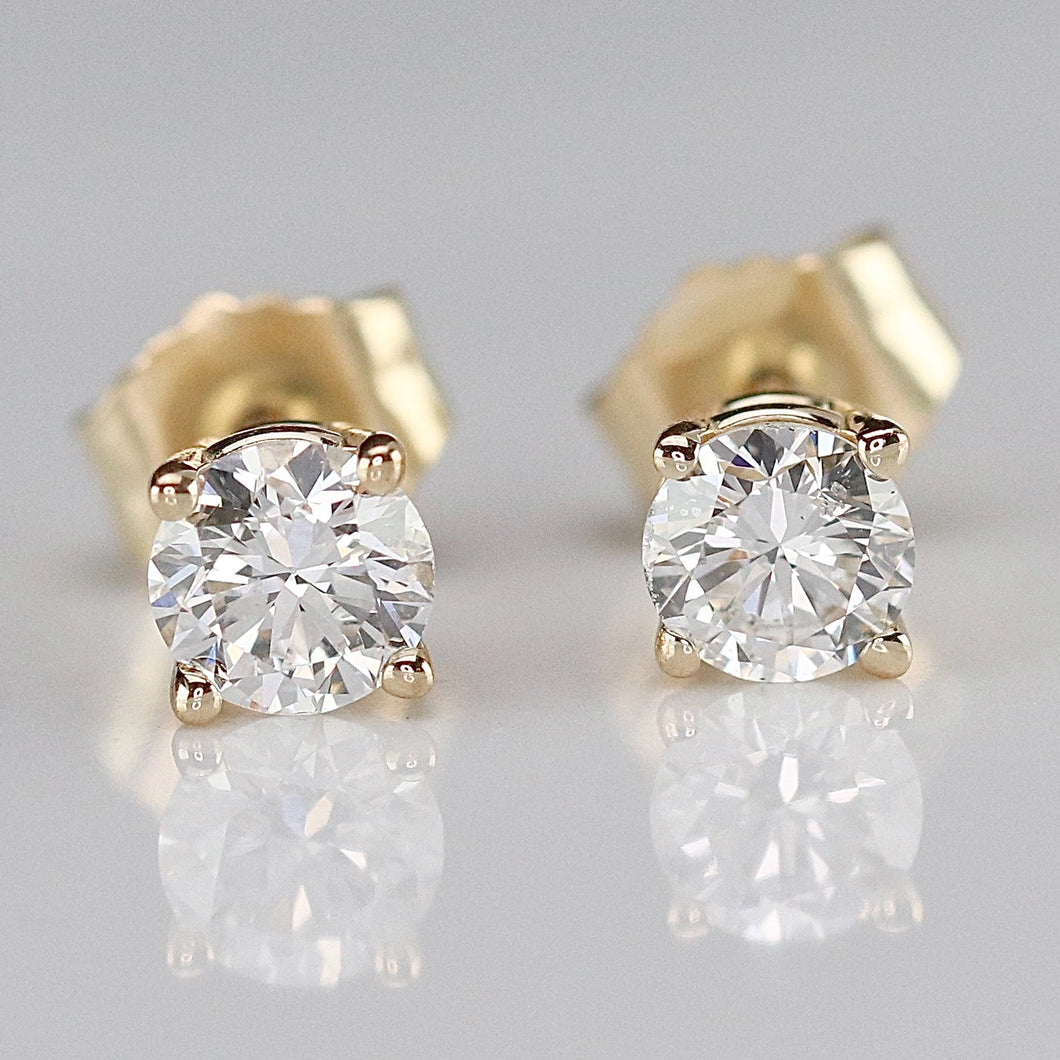 SPECIAL PRICING!  Dainty Lab grown .47ctw F-G/SI Diamond studs in 14k yellow gold