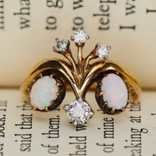 Load image into Gallery viewer, Vintage opal and Diamond ring in 14k yellow gold