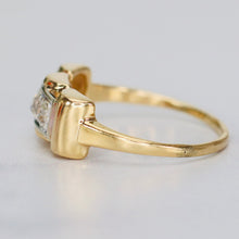 Load image into Gallery viewer, Antique OMC diamond 3 stone ring in 14k yellow gold