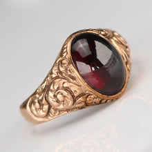Load image into Gallery viewer, Antique garnet cabochon ring in rose gold