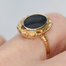 Load image into Gallery viewer, Classic onyx ring in a framed setting of yellow gold