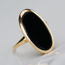 Load image into Gallery viewer, Oval black onyx vintage gold ring in yellow gold by Manor Jewels