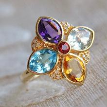 Load image into Gallery viewer, Multi gemstone and diamond ring by Effy in 14k yellow gold