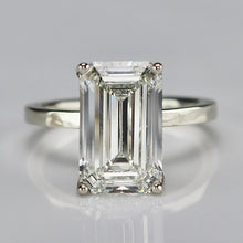 Load image into Gallery viewer, 6.03ct emerald cut lab grown solitaire diamond ring in 14k white gold