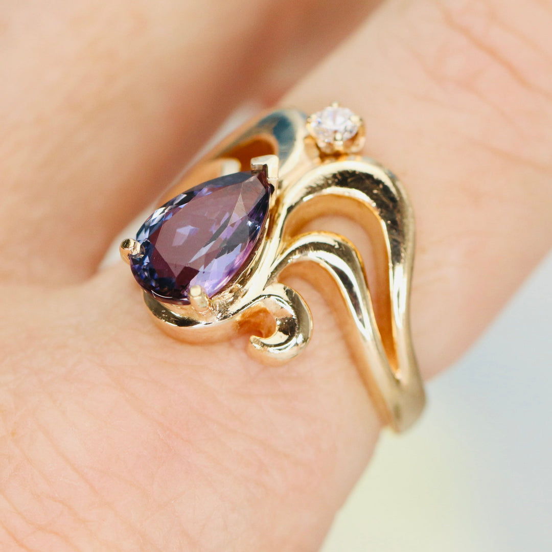 Estate tanzanite and diamond ring in 14k yellow gold from Manor Jewels