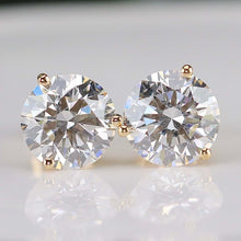 Load image into Gallery viewer, Lab grown 4ctw F/VVS-VS Diamond studs in 18k yellow gold