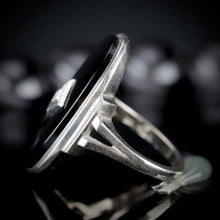 Load image into Gallery viewer, Vintage large Onyx and diamond ring in white gold