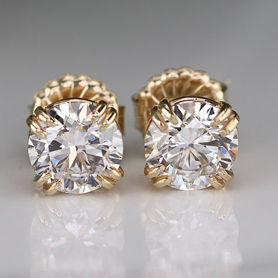 LAYAWAY: PAYMENT 3-4 of 4: MANOR ROYAL: Lab grown 3.93ctw certed F/VS1 Ideal Diamond studs in 14k yellow gold