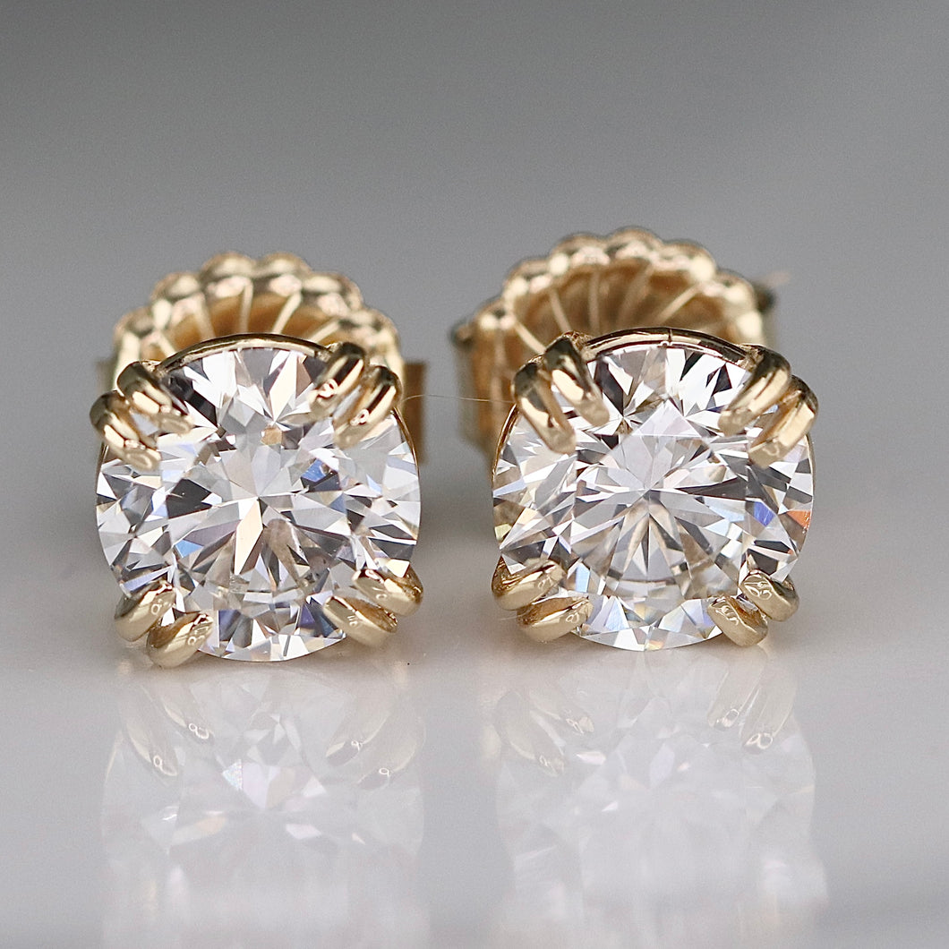 LAYAWAY: PAYMENT 3-4 of 4: MANOR ROYAL: Lab grown 3.93ctw certed F/VS1 Ideal Diamond studs in 14k yellow gold