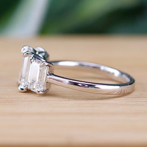 The Charlotte - 3 stone 3.03ctw lab grown emerald cut diamond ring in platinum