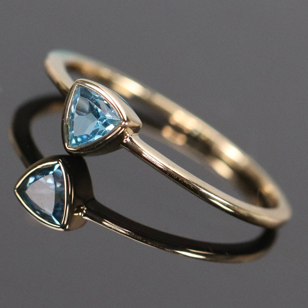 Swiss blue topaz ring in yellow gold