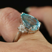 Load image into Gallery viewer, RESERVED: PAYMENT 1 OF 3: SPECIAL: Estate heirloom quality Aquamarine and diamond ring in platinum