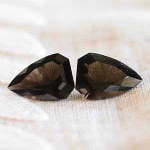 17.88ctw pair of shield cut smokey quartz