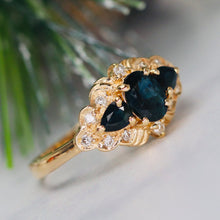Load image into Gallery viewer, Sapphire and diamond ring in 14k yellow gold