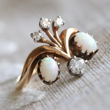 Load image into Gallery viewer, 50% OFF!  Vintage opal and Diamond ring in 14k yellow gold