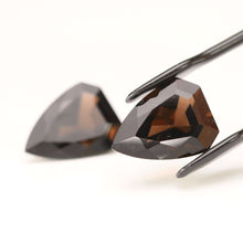 Load image into Gallery viewer, 17.88ctw pair of shield cut smokey quartz