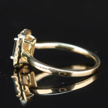 Load image into Gallery viewer, Sapphire and diamond halo ring in 14k yellow gold *onyx deal*