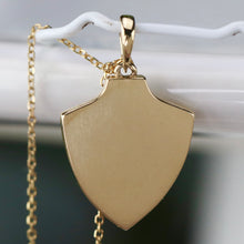 Load image into Gallery viewer, 50% OFF!  Bee shield necklaces in your choice of 14k yellow or white gold