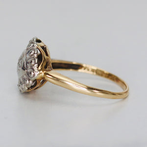 Vintage Princess diamond ring in yellow and white gold