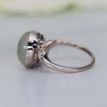 Load image into Gallery viewer, Vintage moonstone and sapphire ring in 14k white gold
