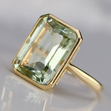 Load image into Gallery viewer, RESERVED: PAYMENT 2-3 OF 3: SALE!  Emerald cut 8.28ct prasiolite ring in 14k yellow gold