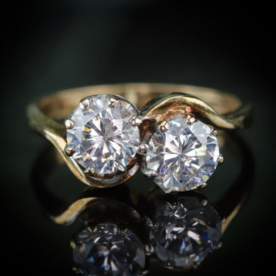 Vintage toi et moi ring in yellow gold