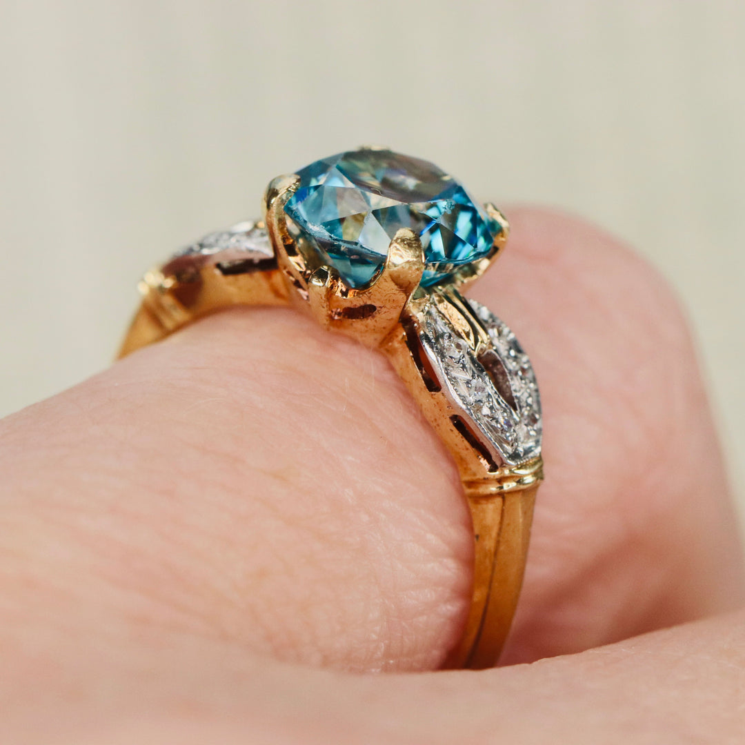 Find the perfect vintage blue zircon ring for any occasion on our website. Our antique blue zircon rings have been hand selected for quality and desirability.