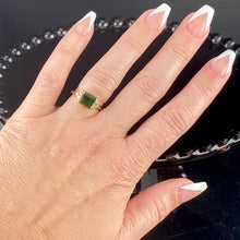 Load image into Gallery viewer, Funky Estate green tourmaline and diamond ring in 14k yellow gold