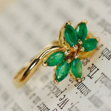 Load image into Gallery viewer, Vintage ring with emeralds in 14k yellow gold from Manor Jewels