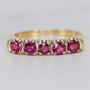 Estate ruby band in 14k yellow and white gold