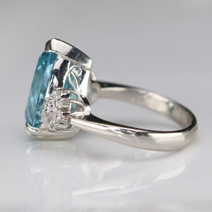 RESERVED: PAYMENT 1 OF 3: SPECIAL: Estate heirloom quality Aquamarine and diamond ring in platinum