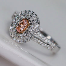 Load image into Gallery viewer, Vera Wang Designer Morganite and diamond ring in 14k white and rose gold