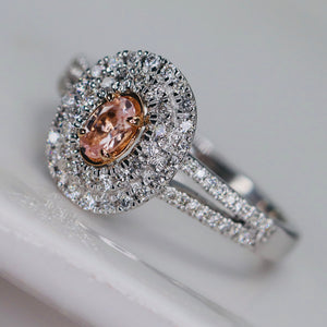 Vera Wang Designer Morganite and diamond ring in 14k white and rose gold