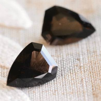 17.88ctw pair of shield cut smokey quartz