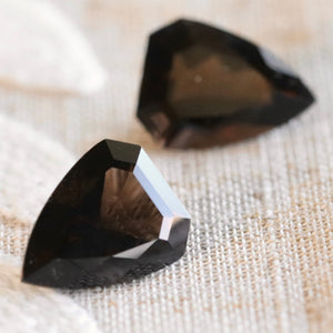 17.88ctw pair of shield cut smokey quartz