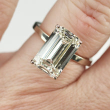 Load image into Gallery viewer, 6.03ct emerald cut lab grown solitaire diamond ring in 14k white gold