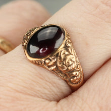 Load image into Gallery viewer, Antique garnet cabochon ring in rose gold