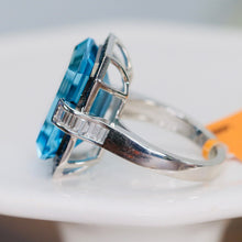 Load image into Gallery viewer, Huge Blue topaz, sapphire and diamond ring in 14k white gold by Effy