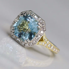 Load image into Gallery viewer, RESERVED: LAYAWAY PAYMENT 3 OF 20: 18k/platinum Aquamarine and diamond ring by David Klass