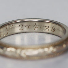 Load image into Gallery viewer, 1926 18k white gold orange blossom patterned band