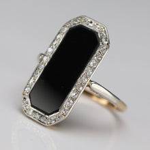 Load image into Gallery viewer, Edwardian antique elegant onyx and diamond vintage ring in yellow gold from Manor Jewels