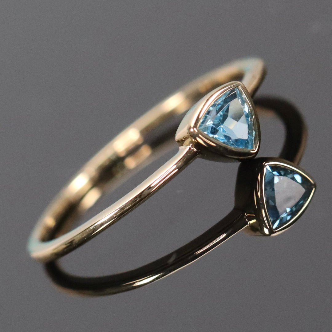 CLEARANCE! Swiss blue topaz ring in yellow gold