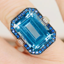 Load image into Gallery viewer, Huge Blue topaz, sapphire and diamond ring in 14k white gold by Effy
