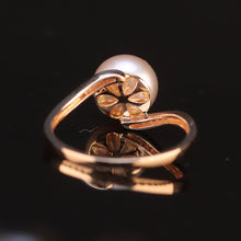 Load image into Gallery viewer, Pink pearl and diamond ring in 14k rose gold