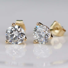 Load image into Gallery viewer, Lab grown 2.09ctw  Diamond studs in 14k yellow gold